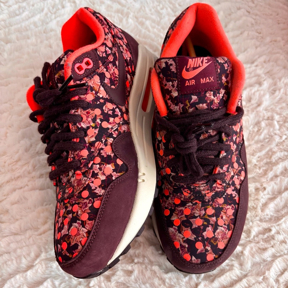 💓2014 Nike Air Max 1 Liberty of London QS Burgundy Limited Edition Wmns 7.5 💓